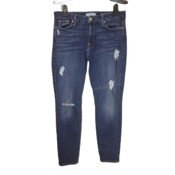 7 For All Mankind Distressed The Ankle Skinny Jeans - Picture 1 of 4